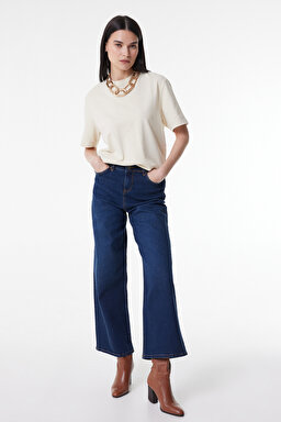 Regular Fit Normal Kesim Yüksek Bel Koyu Mavi Esnek Stella A Line Jean Denim Kot Pantolon - Light Blue-L31S007404