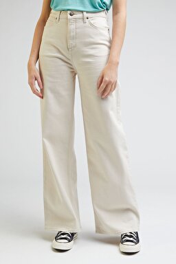 Stella A Line Fit Yüksek Bel Geniş Paça Ekru Esnek Jean Kot Pantolon - Ecru-L31SGVDN