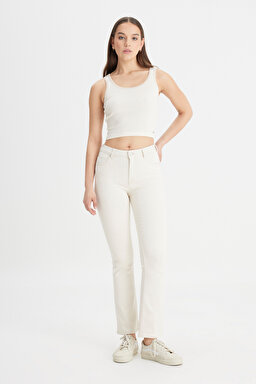 Breese Fit Dar Kesim Yüksek Bel Geniş Paça Jean Kot Pantolon - Raw-L31T20530349
