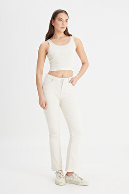 Breese Fit Dar Kesim Yüksek Bel Geniş Paça Jean Kot Pantolon - Raw-L31T20530349 (görsel 2)