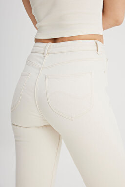 Breese Fit Dar Kesim Yüksek Bel Geniş Paça Jean Kot Pantolon - Raw-L31T20530349 (görsel 4)
