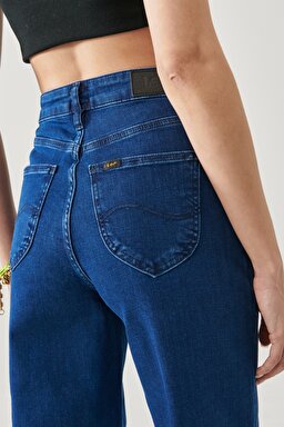 Wide Leg Fit Yüksek Bel Geniş Paça Esnek Jean Kot Pantolon - Dark Tanja-L31ZPDUE (görsel 8)