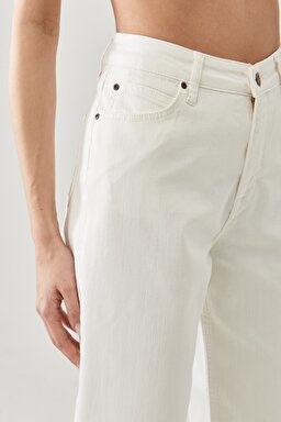 Wide Leg Fit Yüksek Bel Geniş Paça Esnek Jean Kot Pantolon - White-L31ZQW12 (görsel 6)