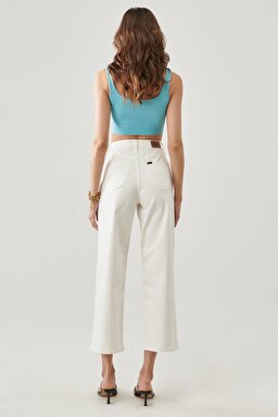 Wide Leg Fit Yüksek Bel Geniş Paça Esnek Jean Kot Pantolon - White-L31ZQW12 (görsel 7)