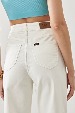 Wide Leg Fit Yüksek Bel Geniş Paça Esnek Jean Kot Pantolon - White-L31ZQW12 (görsel 8)