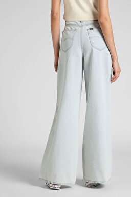 Drew Fit Çok Yüksek Bel Geniş Paça %100 Pamuk Jean Kot Pantolon - Destructed Off Flights-L32AAZOZ (görsel 4)