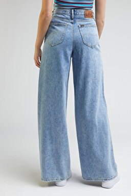 Drew Fit Çok Yüksek Bel Geniş Paça %100 Pamuk Jean Kot Pantolon - Frosted Blue-L32AHLB20 (görsel 3)