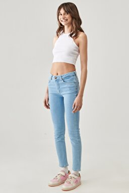 Skinny Fit Dar Kesim Yüksek Bel Esnek Jean Pantolon - Light Ruby-L32S001ZB