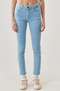 Skinny Fit Dar Kesim Yüksek Bel Esnek Jean Pantolon - Light Ruby-L32S001ZB (görsel 2)