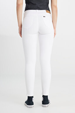 Skinny Fit Dar Kesim Yüksek Bel Çok Dar Paça Forever Fit Kırık Beyaz Jean Kot Pantolon - Bright White-L32S205043F65 (görsel 7)