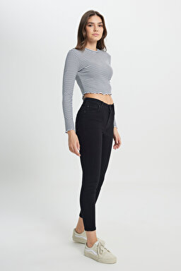 Forever Skinny Fit Dar Kesim Yüksek Bel Jean Kot Pantolon - Black Avery-L32SOZVT (görsel 2)