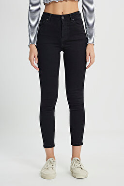 Forever Skinny Fit Dar Kesim Yüksek Bel Jean Kot Pantolon - Black Avery-L32SOZVT (görsel 4)