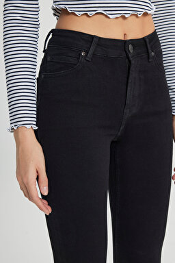 Forever Skinny Fit Dar Kesim Yüksek Bel Jean Kot Pantolon - Black Avery-L32SOZVT (görsel 6)