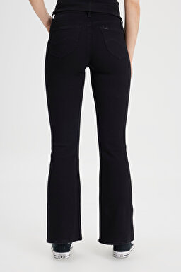Breese Flare Fit Orta Bel İspanyol Paça Siyah Jean Kot Pantolon - Black-L32Y006001 (görsel 5)