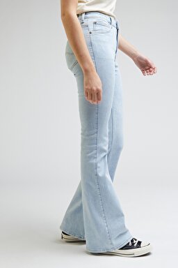 Breese Flare Fit Normal Bel Bol Paça Esnek Jean Kot Pantolon - Morning Walk-L32YGUB44 (görsel 3)