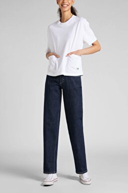 Jane Cuffed Straight Fit Yüksek Bel Jean Kot Pantolon - Retro Rinse-L33DNIZA