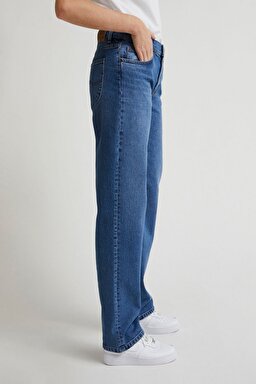 Jane Straigt Fit Düz Kesim Normal Bel Esnek Jean Kot Pantolon - Mid Wash-L34QHGC05 (görsel 2)