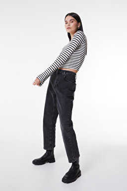 Rider Straight Fit Düz Kesim Düşük Bel Antrasit Esnek Jean Kot Pantolon - Into The Shadow-L35FQBD59 (görsel 2)