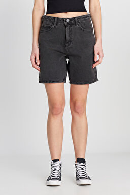 Slim Fit Dar Kesim Normal Bel Bermuda Antrasit Jean Kot Şort - Anthracite-L35O205107003 (görsel 3)