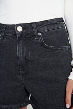 Carol Straight Fit Düz Kesim Yüksek Bel Esnek Jean Kot Şort - Evening Dark-L37CBBB34 (görsel 3)