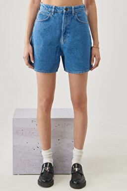 Stella Regular Fit Rahat Kesim %100 Pamuk 5 Cep Jean Şort - Stonewash Ava-L37EOMTU (görsel 2)