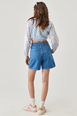 Stella Regular Fit Rahat Kesim %100 Pamuk 5 Cep Jean Şort - Mid Zola-L37FPUBQ (görsel 6)