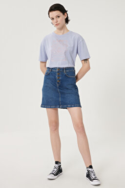 Regular Fit Denim Kot Etek - Dark Blue-L38MMWMN