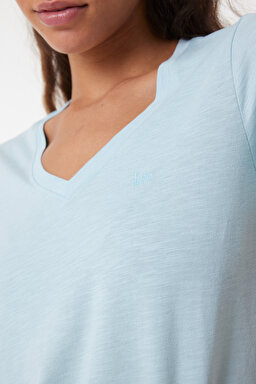 Regular Fit Rahat Kesim V Yaka Tişört - Sea Green-L41JENUL (görsel 4)
