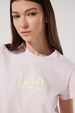 Regular Fit Normal Kesim %100 Pamuk Bisiklet Yaka Logolu Tişört - Pale Lilac-L42LEHSU (görsel 3)