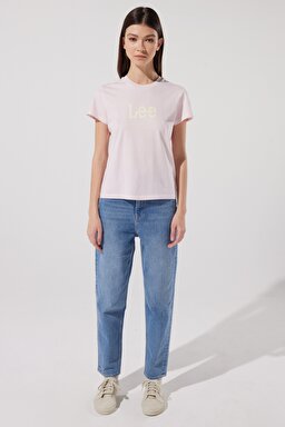 Regular Fit Normal Kesim %100 Pamuk Bisiklet Yaka Logolu Tişört - Pale Lilac-L42LEHSU (görsel 4)