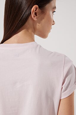 Regular Fit Normal Kesim %100 Pamuk Bisiklet Yaka Logolu Tişört - Pale Lilac-L42LEHSU (görsel 6)