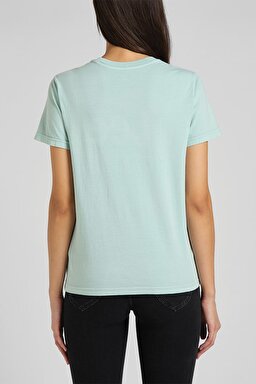 Slim Fit Dar Kesim Bisiklet Yaka Kısa Kollu Tişört - Sea Green-L44PUZUL (görsel 4)