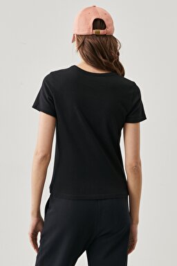 Regular Fit Normal Kesim %100 Pamuk Bisiklet Yaka Tişört - Black-L44TET01 (görsel 7)