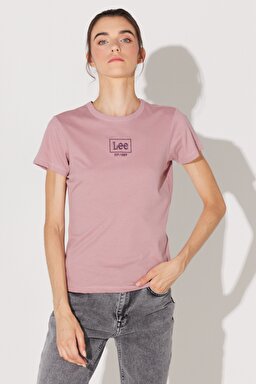 Slim Fit Dar Kesim %100 Pamuk Bisiklet Yaka Pembe Tişört - Dark Mauve-L44WYGA65 (görsel 4)