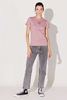 Slim Fit Dar Kesim %100 Pamuk Bisiklet Yaka Pembe Tişört - Dark Mauve-L44WYGA65 (görsel 6)