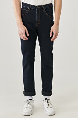 Brooklyn Straight Fit Normal Bel Denim Esnek Jean Kot Pantolon - Blue Black-L45271HH (görsel 2)