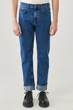 Brooklyn Straight Yüksek Bel Esnek Jean Pantolon - Mid Stonewash-L452PXKX