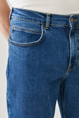 Brooklyn Straight Yüksek Bel Esnek Jean Pantolon - Mid Stonewash-L452PXKX (görsel 4)