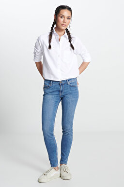 Scarlett Skinny Fit Dar Kesim Yüksek Bel Esnek Jean Kot Pantolon - Mid Worn-L526CGMZ