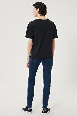 Scarlett Skinny Fit Denim Esnek Jean Kot Pantolon - Dark Blue-L526PHWV (görsel 3)