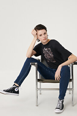 Scarlett Skinny Fit Denim Esnek Jean Kot Pantolon - Dark Blue-L526PHWV (görsel 4)