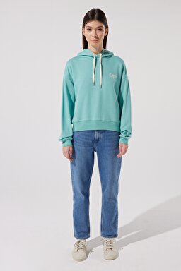 Loose Fit Rahat Kesim Kapüşonlu Yaka Yeşil Sweatshirt - Dusty Jade-L53PSR41 (görsel 4)