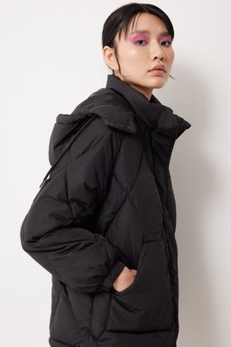 Regular Fit Normal Kesim Kapüşonlu Şişme Mont - Charcoal-L55LEV30 (görsel 3)