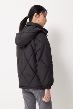 Regular Fit Normal Kesim Kapüşonlu Şişme Mont - Charcoal-L55LEV30 (görsel 5)