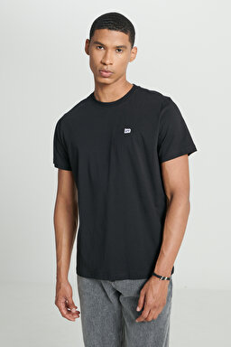 Regular Fit Rahat Kesim %100 Pamuk Logolu Tişört - Black-L60UFQ01