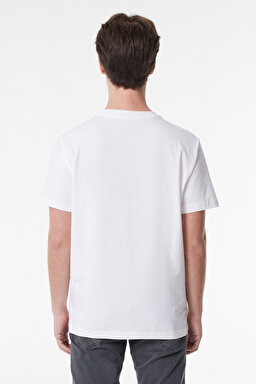 Regular Fit Normal Kesim Sıfır Yaka %100 Pamuk Tişört - White-L60UFQ12 (görsel 5)