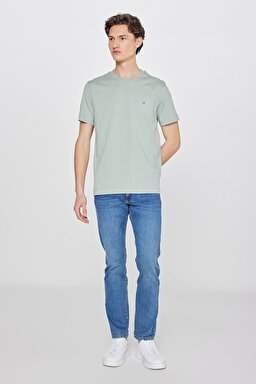 Regular Fit Normal Kesim %100 Pamuk Bisiklet Yaka Mint Yeşili Tişört - Mint Green-L60UFQ303 (görsel 3)