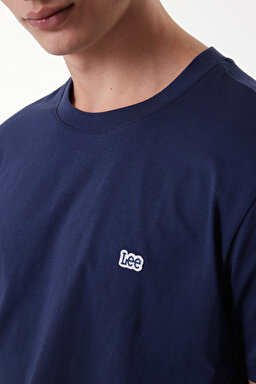 Regular Fit Normal Kesim Sıfır Yaka %100 Pamuk Tişört - Navy-L60UFQ35 (görsel 4)