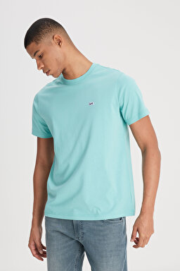 Regular Fit Normal Kesim %100 Pamuk Bisiklet Yaka Açık Yeşil Tişört - Dusty Jade-L60UFQ41 (görsel 2)