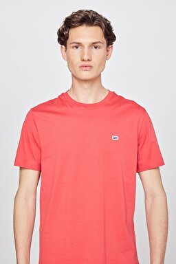 Regular Fit Normal Kesim %100 Pamuk Bisiklet Yaka Kırmızı Tişört - Coral-L60UFQ512 (görsel 4)